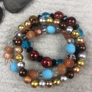JonCar Multi Strand Beaded Stretch Bracelet